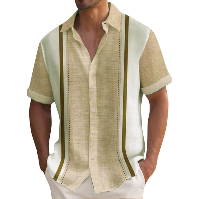 Hawaiian Shirt For Men, Men's Vintage Button Down Bowling Shirts Short Sleeve Summer Beach Shirt 2XL