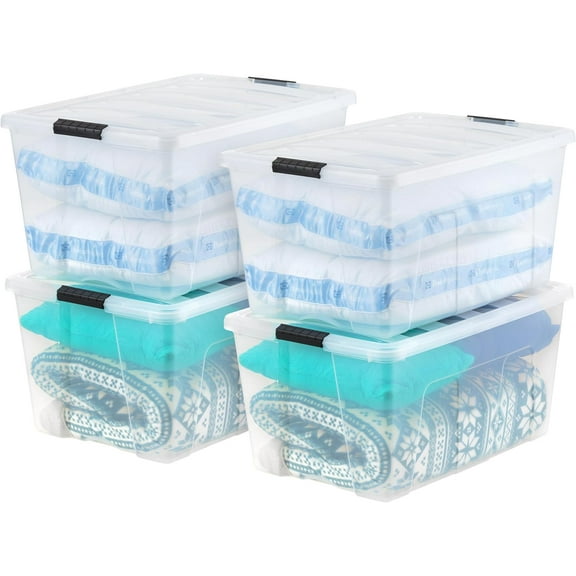 IRIS USA 94 Qt Stackable Plastic Storage Bins with Lids, 4Pk