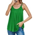 thumbnail image 2 of Mrat Lightweight Tank Tops Women's Solid Color Adjustable Camisole Women's Loose Sleeveless Round Neck Camisole Tank Tops with Built In Bra S-67 Green L, 2 of 6