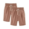 thumbnail image 2 of Cowsor Girl's Knee-Length Bermuda Casual Shorts with Elastic Waist Drawstring 2PC, 2 of 4