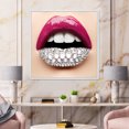 thumbnail image 2 of Girl Lips With Pink Lipstick White Diamonds 36 in x 36 in Framed Photography Canvas Art Print, by Designart, 2 of 5