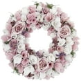 thumbnail image 2 of Northlight Wooden Floral Artificial Spring Wreath with Berries - 13.5" - Pink and White, 2 of 8