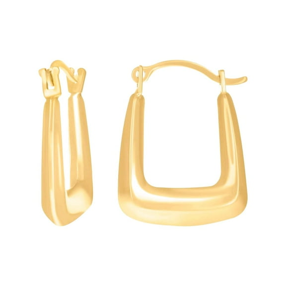 14k Yellow Gold Womens U-shape Hoop Earrings 15x11.7mm Wide Hoop Earring for Women - .5 Grams