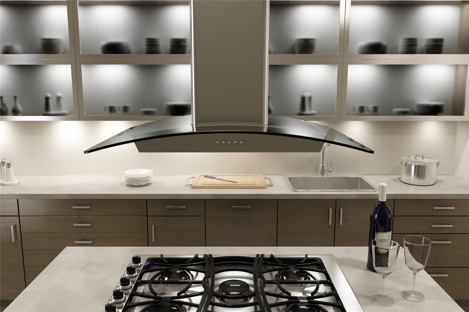 Miseno MH00436G 750 CFM 36" Island Range Hood;Stainless Steel / Glass