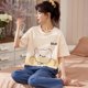 thumbnail image 1 of Conjunto de Pijama grande de manga corta para Mujer, ropa de dormir de punto con puntos de oso de dibujos animados, de algodón, elegante, 5XL, 1 of 4
