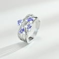 thumbnail image 3 of Cbcbtwo Cubic Zirconia Rings, Rings for Women Girls, Violet Floral Pattern Design Zircon Stacking Ring Stackable, for Women Girl Birthday Anniversary Jewelry Bridesmaid Wedding Rings Gift on Clearance, 3 of 4