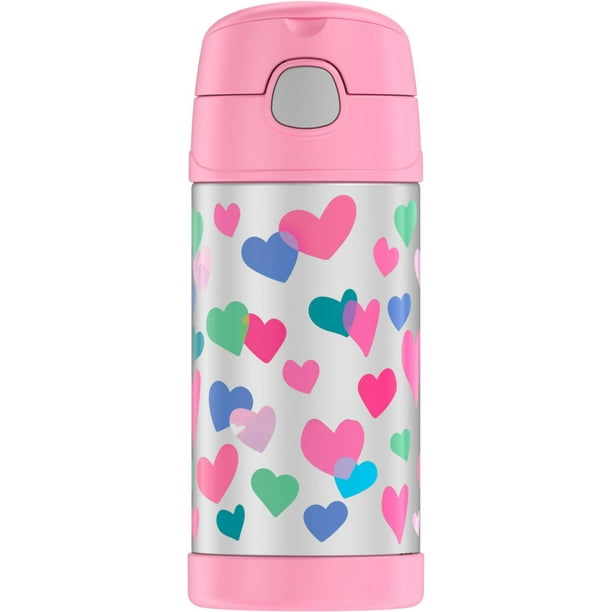 Thermos Funtainer Vacuum Insulated Stainless Steel Bottle With Straw Watercolor Hearts 12oz Walmart Com Walmart Com