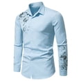 thumbnail image 2 of Camisa informal con estampado floral de manga larga con cierre de botones a la moda para hombre Pompotops  oipoqjl50461, 2 of 9