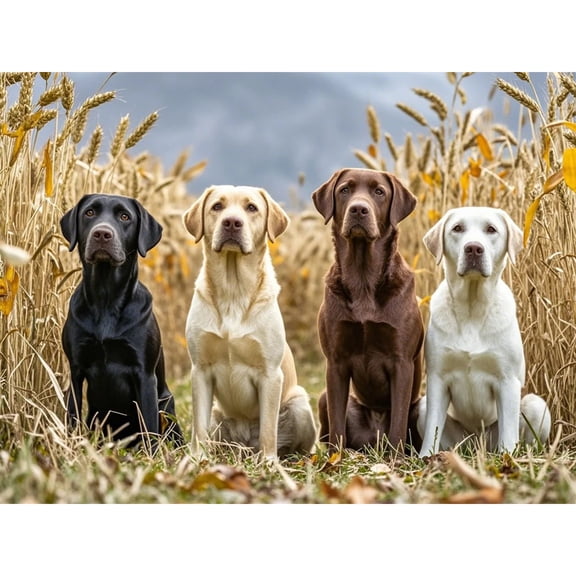 Four Labrador Retrievers Diamond Painting DIY Kits 5D Diamond Art Full Round Drill Bead Rhinestone by Number Stitch Handmade Arts and Crafts for Living Room Bedroom Home Wall Decor 12x16 inch