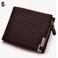 thumbnail image 1 of Funie Men\'s Short Faux Leather Tartan Pattern Zipper Wallet Card Money Clutch Billfold, 1 of 7