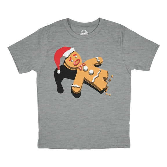 Youth Funny T Shirts Half Eaten Gingerbread Sarcastic Christmas Graphic Novelty Tee For Kids