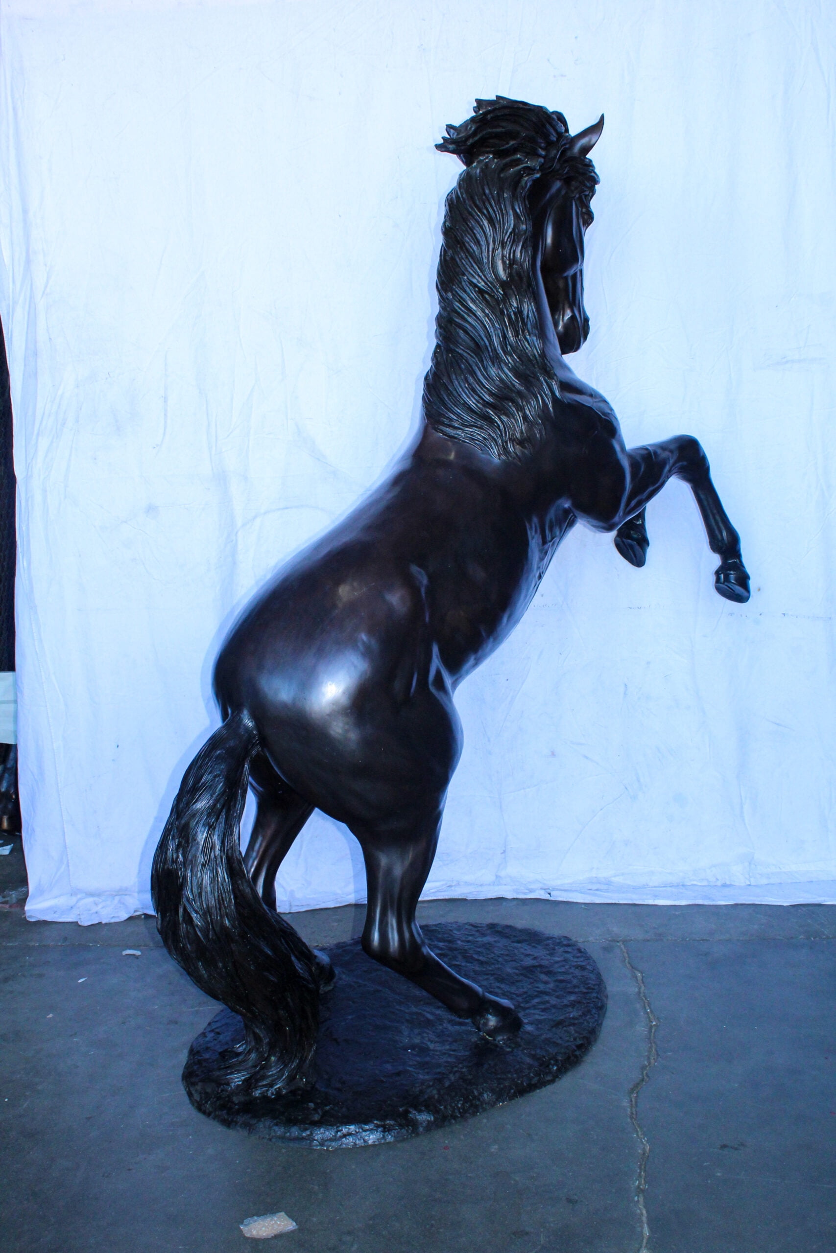 Nifao Quarter Horse Rearing, Life Size Bronze Statue, Equestrian Art – Garden Outdoor Decor Sculpture, 72"L x 34"W x 83"H
