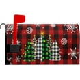 thumbnail image 2 of Merry Christmas Red Plaid Tree Mailbox Covers Magnetic Red Winter Tree Outdoor Mailbox Cover Standard Size 25.5 x 21 Snowflakes Holiday Mailbox Wrap Post Letter Box Cover Decor for Home Garden, 2 of 6