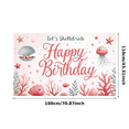 thumbnail image 2 of Decorative Design Happy Birthday Banner Sea Theme Jellyfish Coral Clam Shell for Kids Party Marine Celebration Indoor Event, 2 of 7