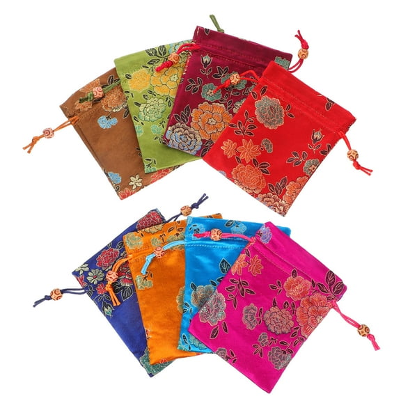 OFFIGAM Assorted Color Empty Sachet Bags with Embroidered Fabric Design for Storage, Packaging, and Organization