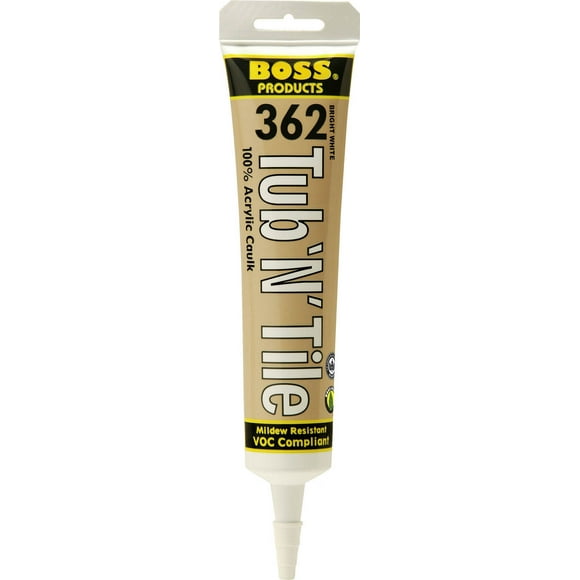 Accumetric Caulk Sealant 142257 BOSS 362; Acrylic; Paintable; Bright White; 5.5 Fluid Ounce Tube; Single
