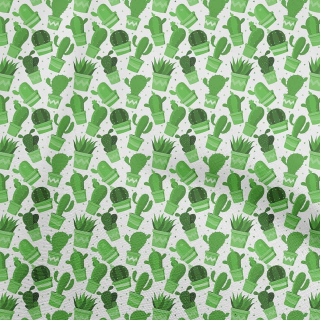 oneOone Cotton Poplin Green Fabric Cactus Craft Projects Decor Fabric Printed By The Yard 42 Inch Wide