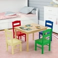thumbnail image 3 of Costway Kids 5 Piece Table Chair Set Pine Wood Multicolor Children Play Room Furniture, 3 of 10
