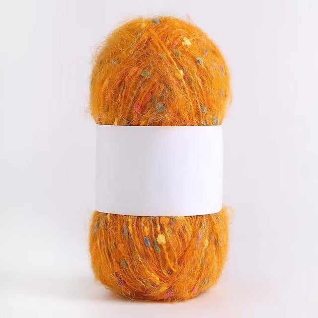 Gorro de lana polar de mohair con puntos de colores, hilo tejido a mano, bufanda, sombrero, bolso, material para muñecas listo para usar, hilo