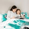 thumbnail image 5 of Homewish Soccer Football Print 2pcs Bedding Comforter Set For Teens,Teal Watercolor Splash Twin Comforter Sets,Sport Ball Game Breathable Bedding Set,Luxury Bedroom Decor,Reversible, 5 of 8