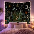 thumbnail image 2 of Garden Inside a Glass Terrarium Under Stars, Dreamy Fantasy for Plant Lovers, Botanical Cosmos Decor, Housewarming Gift Tapestry Wall Hanging for Bedroom, Living Room and Dorm, 2 of 7