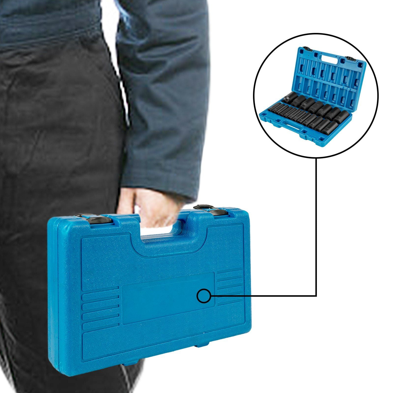Professional-Grade 19-Piece 1/2 Drive Impact Socket Set | Deep 6-Point Sockets, Cr-V Rugged Construction, Storage Cage Included (3/8 To 1-1/2