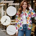 thumbnail image 6 of Xixirimido Womens Bomber Jacket Cropped Zip Up Varsity Jacket Loose Fit Casual Coat Lightweight Fall Winter Outerwear With Pockets, Mexican Otomi Art, Large, 6 of 7