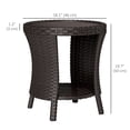 thumbnail image 2 of Table Basse d'Extérieur Ronde en Osier de 18 Pouces, Table d'Appoint de Patio en Rotin PE avec Rangement à 2 Niveaux, Dessus Composite Bois-Plastique, Design Sablier Brun pour Jardin, Balcon et Cour Arrière, 2 of 7