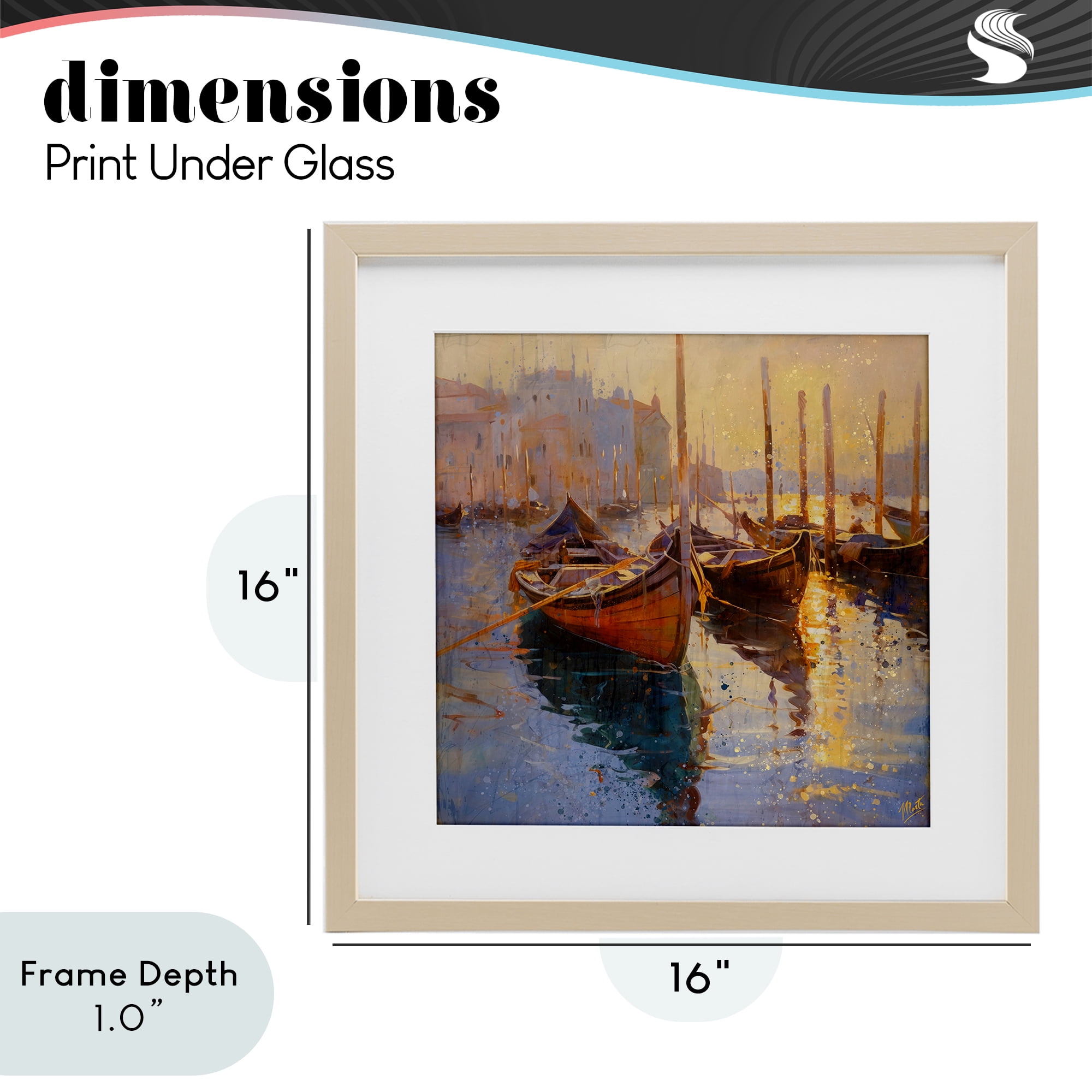 Stupell Industries Speckled Venice Boats Birch Framed Print Under Glass, design by Marta Wiley
