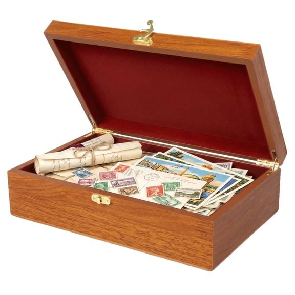 Amber Yellow Wooden Storage Box with Hinged Lid, 11 x 7.1 x 3.1 in Elegant Jewelry Box Large Wooden Keepsake Box for Wedding Memories, Gift Box and Home Decor