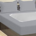 thumbnail image 5 of D.N.G. BEDDINGS 3 Piece Box Spring Cover - 100% Egyptian Cotton, 800 TC, Wrap Around 4 Sides Bed Skirt for Hotel & Home, Fits Box Springs up to 10 Inch - Twin XL, Stripe Silver Color, 5 of 9