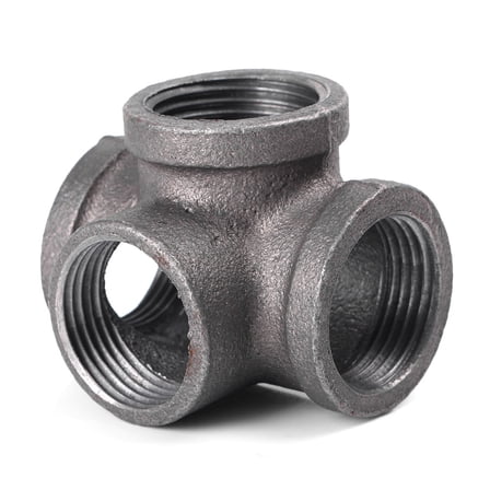 ZSWAL 3/4" 4-Way Side Outlet Tee, Industrial Cast Iron Pipe Fitting
