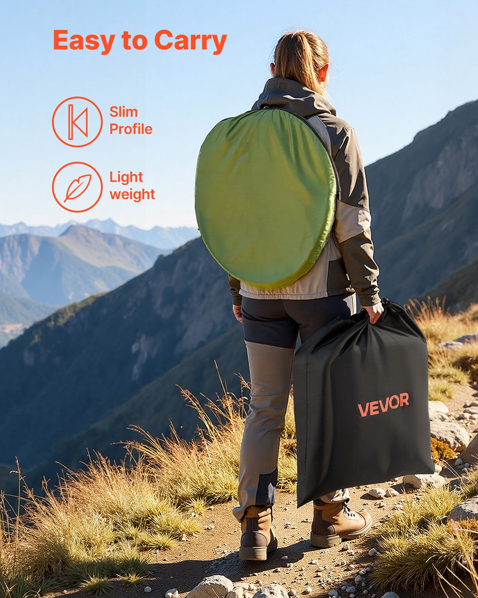 VEVOR Portable Camping Toilet, 330 lbs Load Capacity, Folding Camping Toilet for Adults,Trash Bags, Suitable for Home Use, RV Travel, Camping, Hiking, Boating, Car,Trips