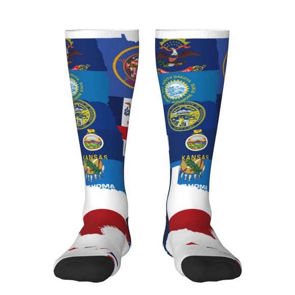 Gaeub The Map Of United States Print Design Socks Stretchy High Tube Socks for Men Women Teens , Softball Soccer Socks for Hiking, Sport
