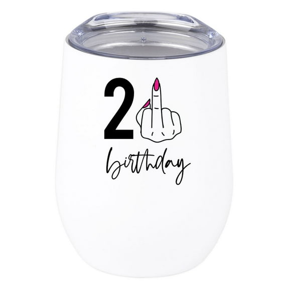 Koyal Wholesale 21st Birthday Wine Tumbler with Lid 12oz Stemless Stainless Steel Insulated 21 Birthday Wine Tumbler