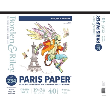 Borden & Riley #234 Paris Bleedproof Paper for Pen Pad, 40 Sheets, 19 in x 24 in