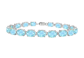 14K White Gold Prong Set Oval Aquamarine Bracelet with 15.00 CT TGW by Love Bright