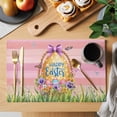 thumbnail image 2 of Pink Happy Easter Placemats Set of 8 Spring Easter Eggs Floral Wooden Place Mats Indoor Wipeable Table Mats Washable Cloth Dining Table Placemats for Kitchen Holiday Party Home Decor 13x19 Inch, 2 of 9