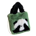 thumbnail image 4 of Bolso de mano de peluche de panda, bolso de hombro, bolso cruzado, bolso tote, estuche, cartera con cadena, verde, 4 of 9