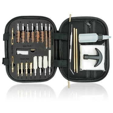 StrongTools Handgun Cleaning Kit for .22 .38/.357/9mm .40 .45 Caliber, Universal Pistol Gun Brush with Bronze Bore Brushs, Brass Jags, Slotted Tips and Cotton Mops