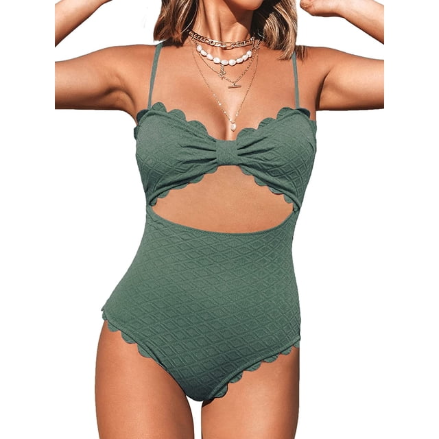 Traje de baño de una pieza para mujer Traje de baño con ribete festoneado negro sexy Namotu CZJP-HY51-8