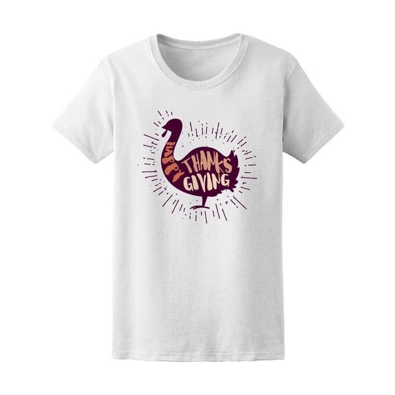 Happy Thanksgiving Cute Turkey T-Shirt Women -Image by Shutterstock, Female Medium