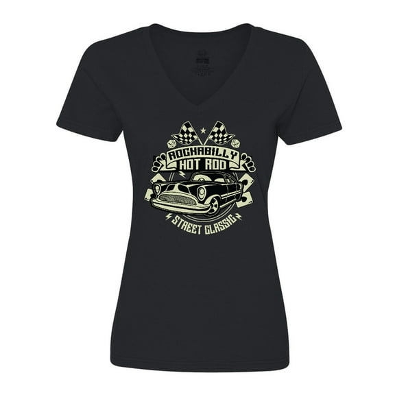 Inktastic Rockabilly Hotrod Women's V-Neck T-Shirt