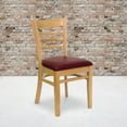 thumbnail image 4 of HERCULES Series Ladder Back Natural Wood Restaurant Chair - Burgundy Vinyl Seat, 4 of 6