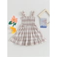 thumbnail image 2 of Arvbitana Toddler Kids Girls Sleeveless Suspender Dress Square Neck Plaid Print A-Line Dress Little Girls Loose Smocked Flowy Dress Summer Clothes 12M 18M 24M 3T 4T 5T, 2 of 8