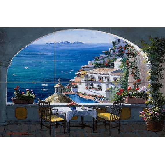Tile Mural Kitchen Backsplash - Amalfi Window - by Sam Park/Soho Editions