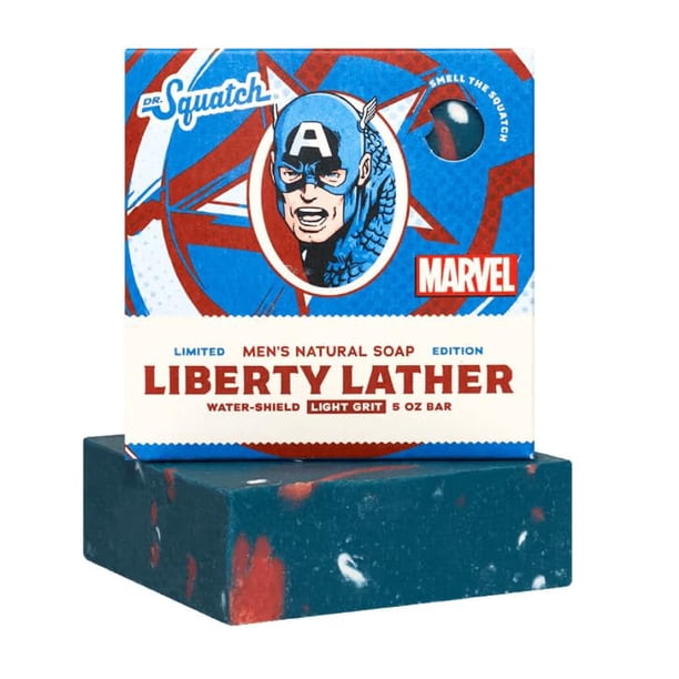 Dr. Squatch Jabón en barra natural Liberty Lather (Capitán América) 5 oz.