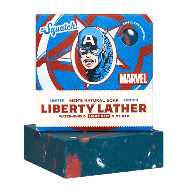 Dr. Squatch Jabón en barra natural Liberty Lather (Capitán América) 5 oz.