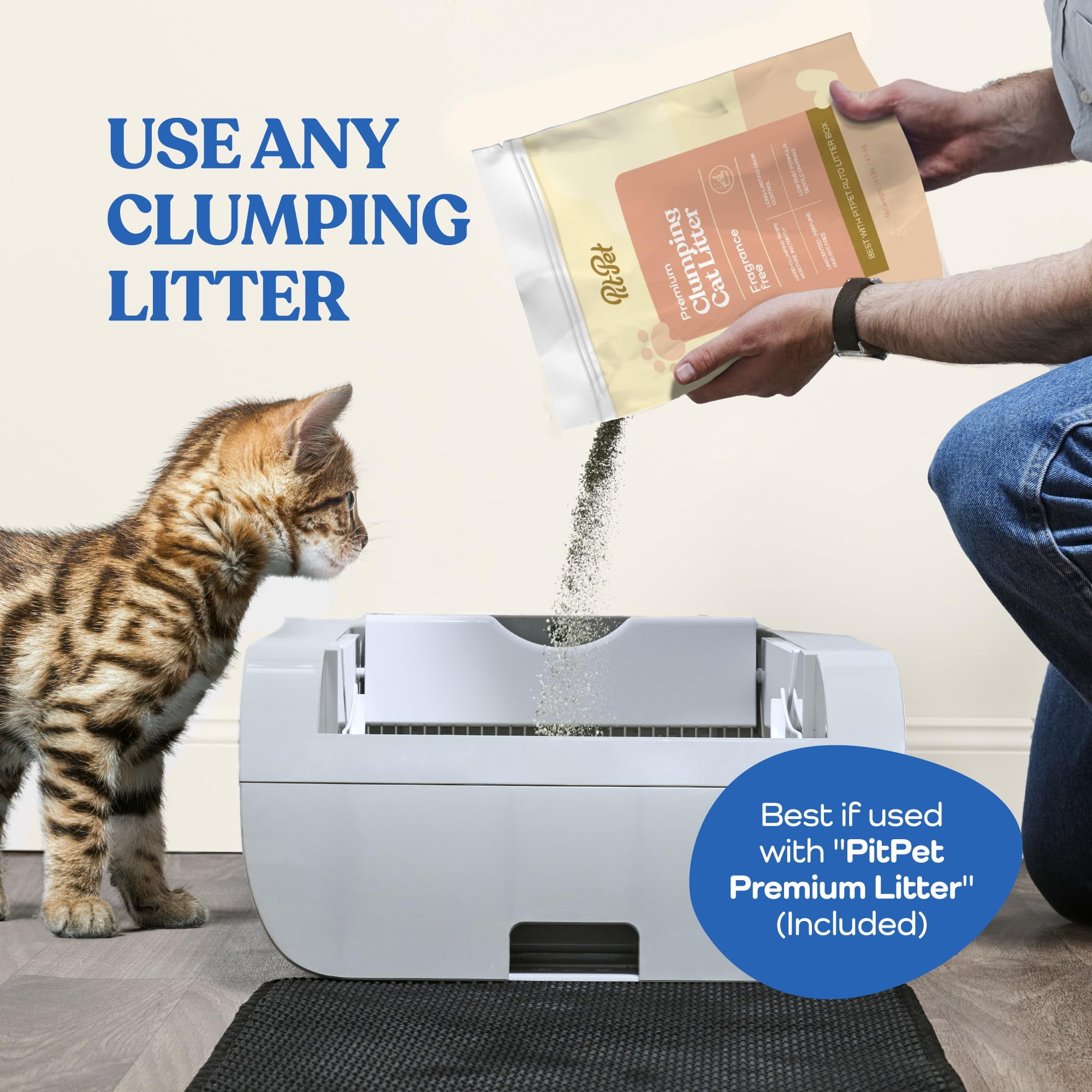 Noaman Smart Cat Litter Box with Wide Opening, Automatic Self-Cleaning, WiFi & App Control, Cream White, 29.93"L x 19.61"W x 19.61"H, Fits All Cat Sizes