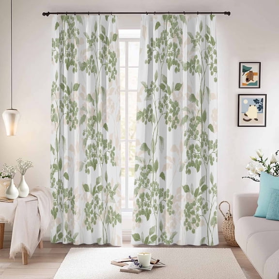 Sage Green Fruit Blackout Curtains for Bedroom/Living Room, Pinch Pleated Black Out Curtains, Vintage Plant Nature Botanical Flower Room Darkening Window Drapes with Hooks 2 Panels, 39"x70"